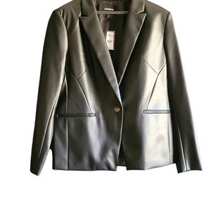Express black faux leather blazer